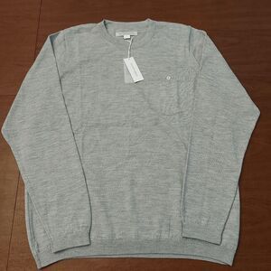 Outerknown Palisades Merino Wool Pocket Crew Neck Sweater Grey Men's Size L